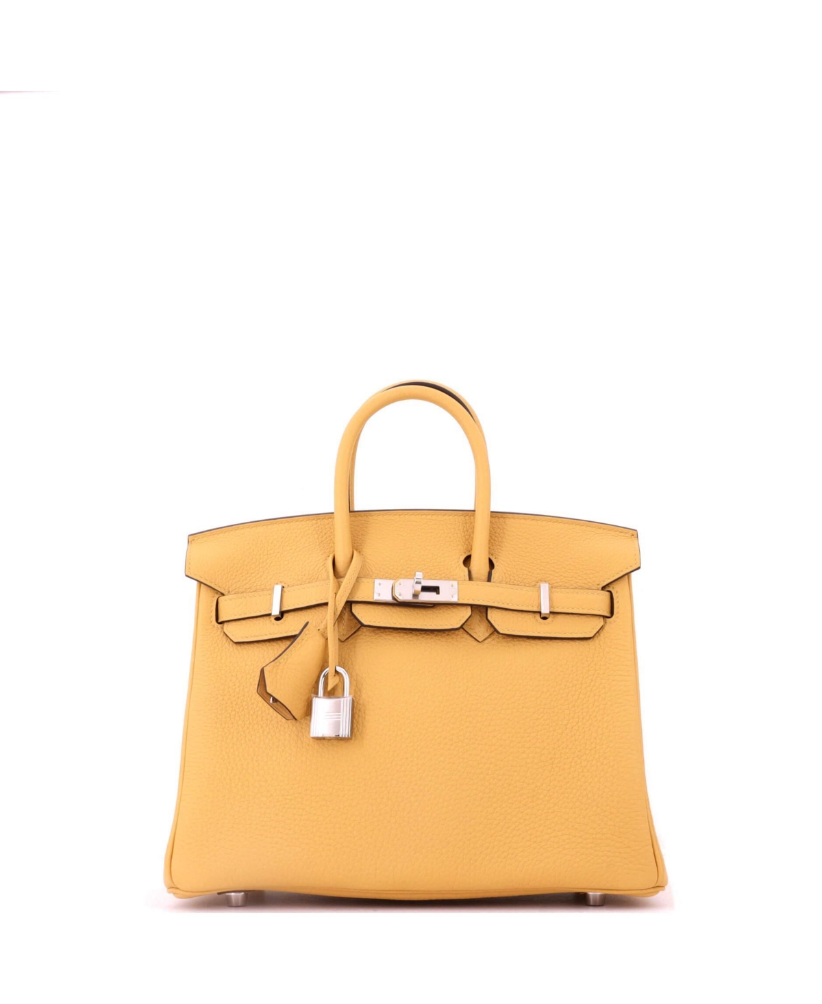 Pre-Owned Hermes Birkin 25 Handbag Yellow Togo with Palladium Hardware - Yellow