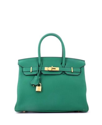 Pre-Owned Hermes Birkin 30 Handbag Green Togo with Gold Hardware