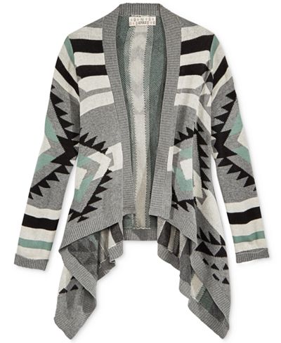 Pink Republic Open-Front Geo-Print Cardigan, Girls (7-16)
