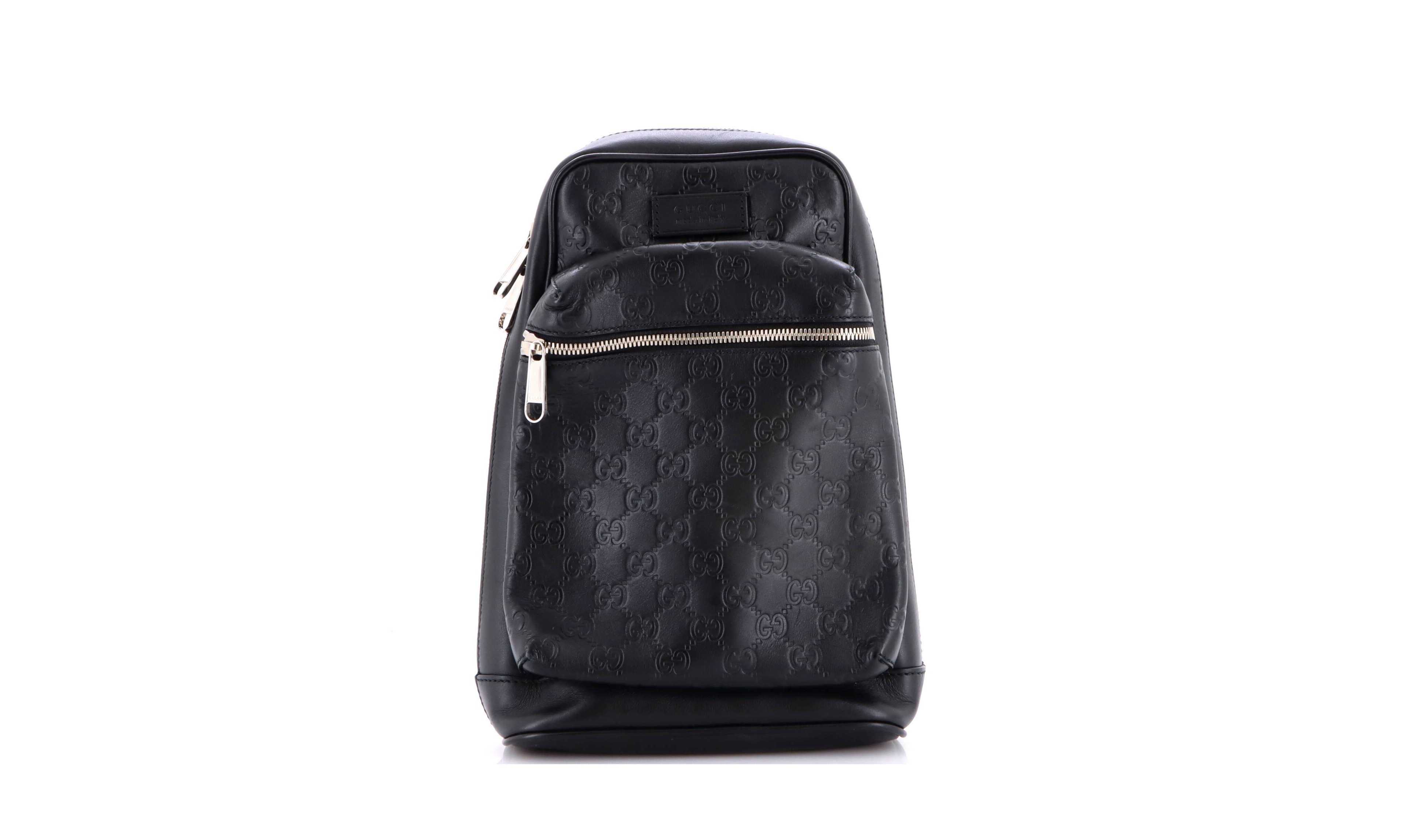 Pre-Owned Gucci Small Signature Slim Crossbody Bag Guccissima Leather