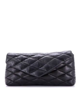 Large Sade Puffer Envelope Clutch Quilted Leather