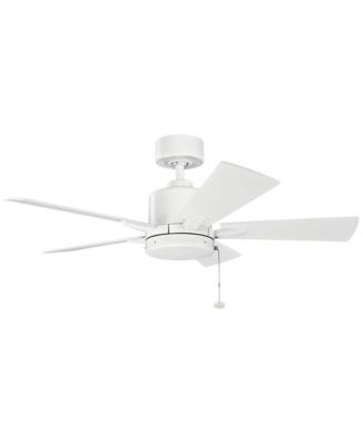 42" Bowen Matte White Pull Chain Ceiling Fan
