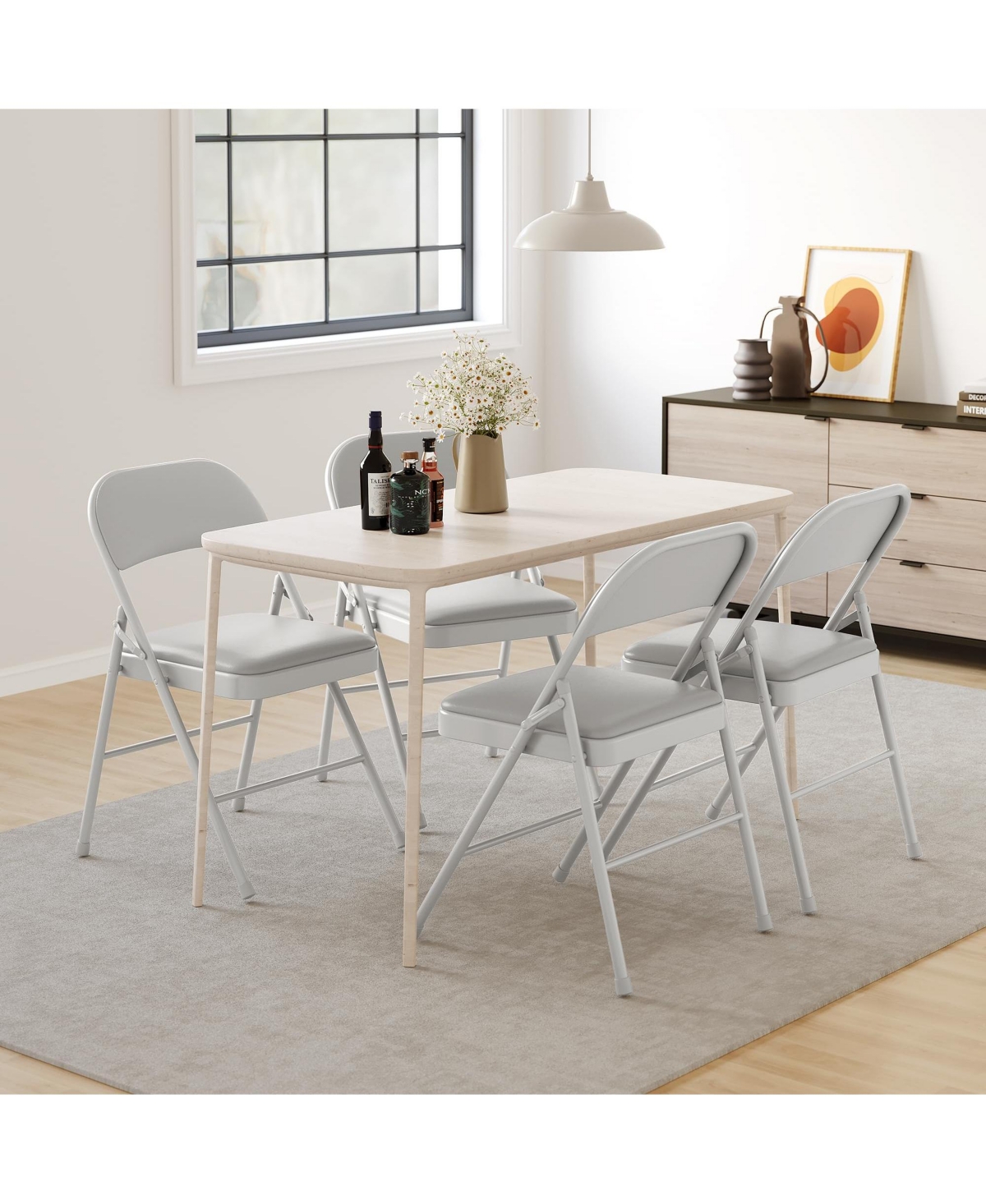 Folding Chairs Set of 2 Padded Comfortable Foldable with Soft Cushion Metal Stackable Portable for Office Wedding Dining Grey
