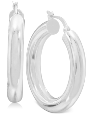 image of Polished Tube Hoop Earrings