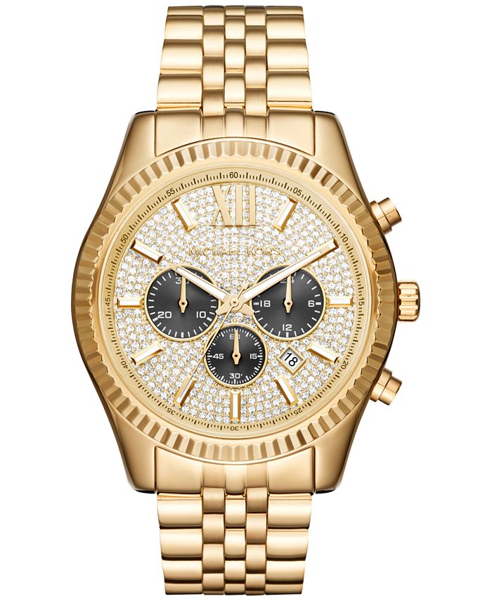 Michael Kors Men's Chronograph Lexington Gold-Tone Stainless Steel Bracelet  Watch 44mm MK8494 & Reviews - All Watches - Jewelry & Watches - Macy's