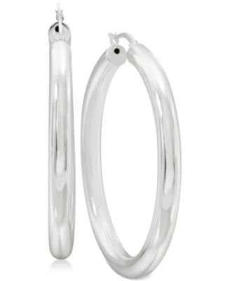 Tube Hoop Earrings in Sterling Silver 