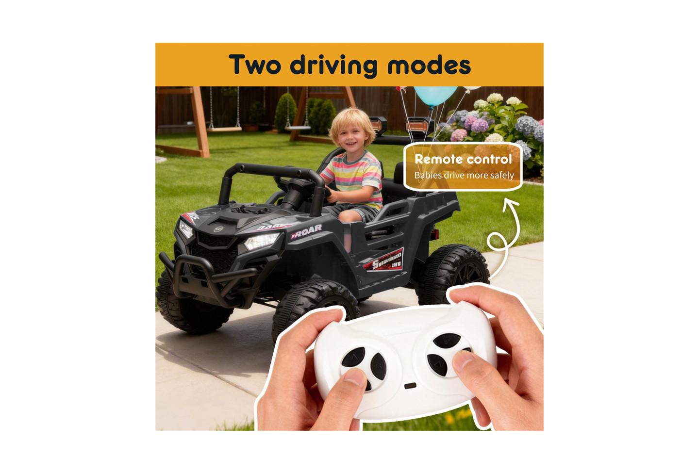 Детская игрушка YOBTOP 12V 2WD Ride-On UTV with 2.4G Parental Remote Control, 4-Wheel Suspension & Anti-Collision Bar, Ages 3-5, цвет: Чёрный — фото 2