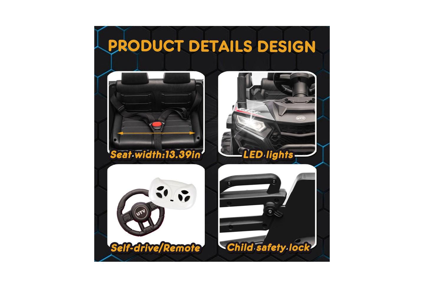 Детская игрушка YOBTOP 12V 2WD Ride-On UTV with 2.4G Parental Remote Control, 4-Wheel Suspension & Anti-Collision Bar, Ages 3-5, цвет: Чёрный — фото 8