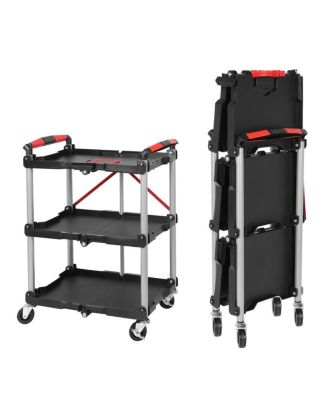   Foldable 3-Shelf Heavy-Duty Utility Cart with Wheels