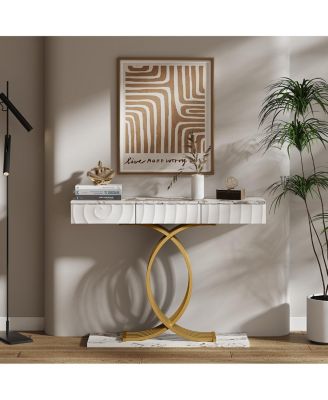 Streamdale  Furniture 47.3" Narrow Entryway Table with 3 Drawers and Metal Frame,
