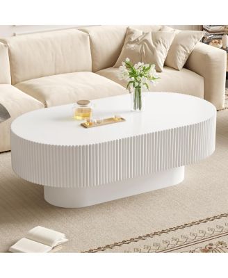 Streamdale  Furniture 48.4" Fluted Farmhouse Oval Coffee Table