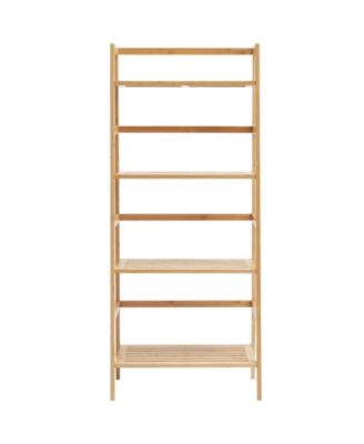 4-Tier Wicker Ladder Shelf, Freestanding Open Bookcase with Display Shelves for Home Office