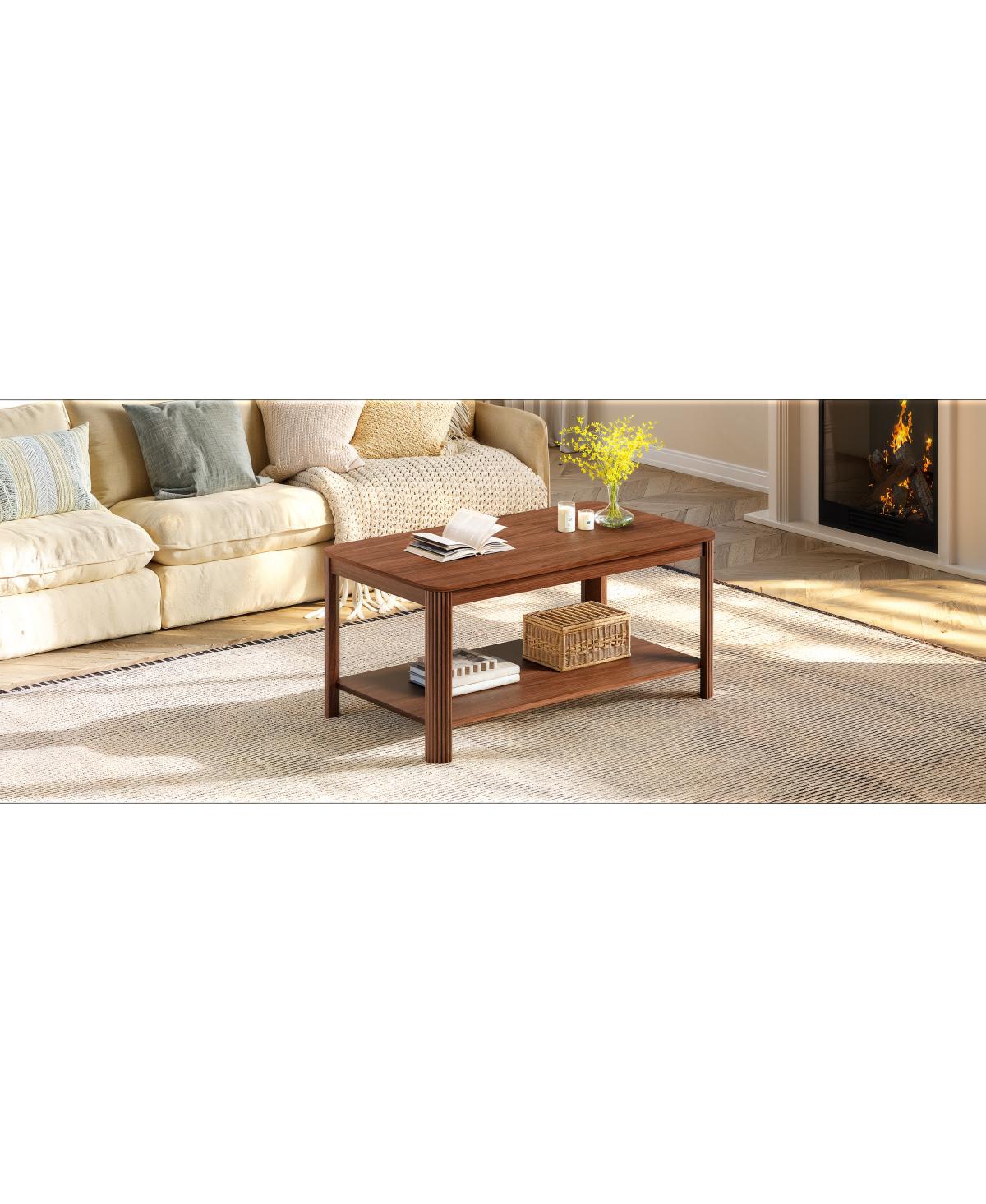 Streamdale Furniture Arc Corner Wood 2-Tier Coffee Table