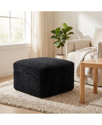  37.5" Corduroy Square Upholstered Ottoman Foot Stool