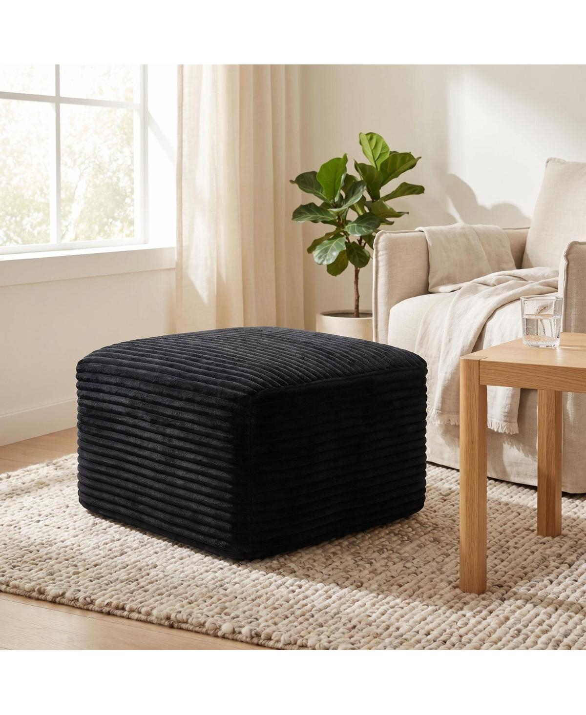 Streamdale Furniture 37.5" Corduroy Square Upholstered Ottoman Foot Stool