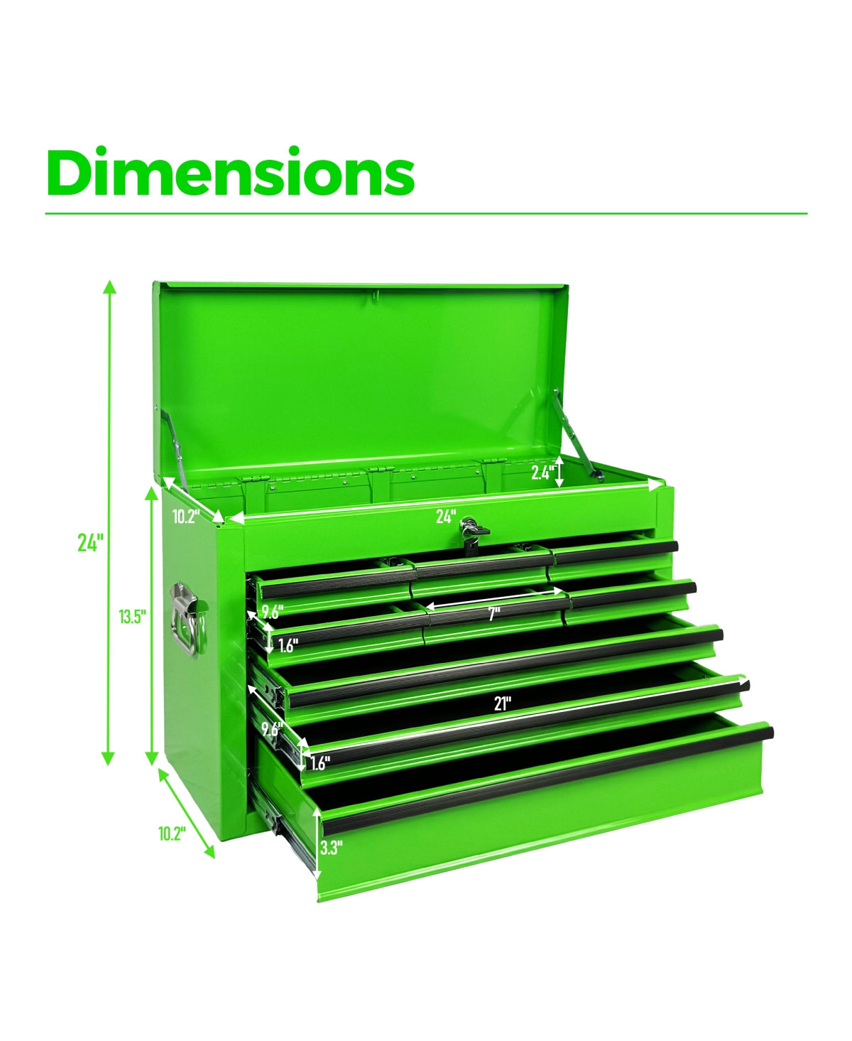 Streamdale Furniture Heavy Duty 24-Inch 9-Drawer Metal Tool Box with Ball Bearing Slides