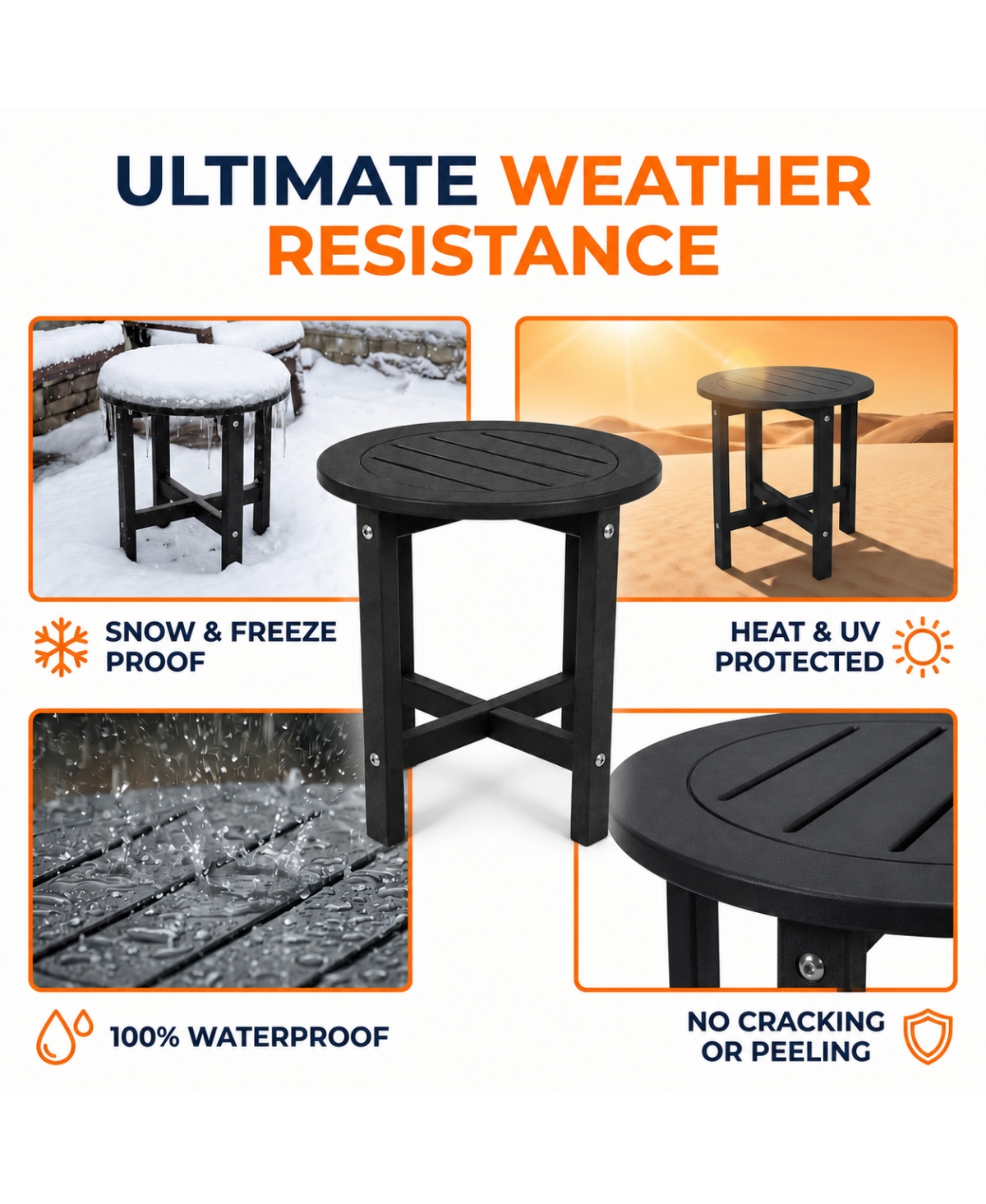 Streamdale Furniture Hdpe Outdoor Side Table, 16" x 16" x 18