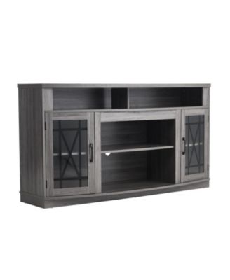 Farmhouse Entertainment Center with TV Stand, Storage Cabinets, LED Light Strip for Bedroom