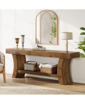 63" Solid Wood Console Table with Shelf