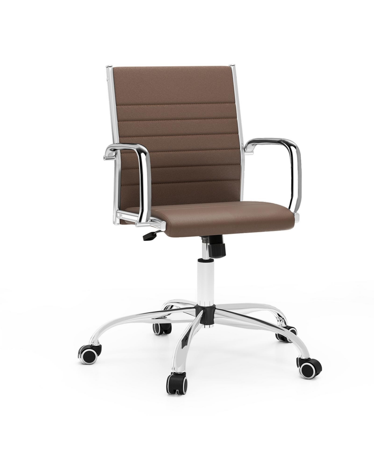 Gymax Office Chair Height Adjustable Conference Room Chair with Rocking Backrest Armrests - Brown