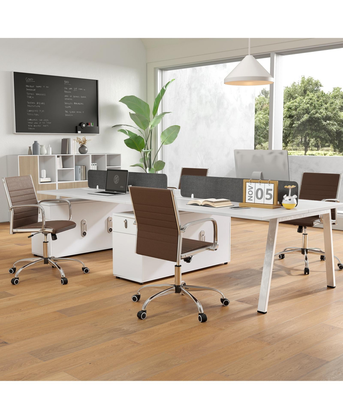 Gymax Office Chair Height Adjustable Conference Room Chair with Rocking Backrest Armrests