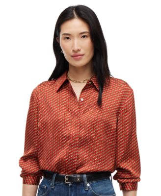 Women's Fluid Floral-Print Long-Sleeve Blouse