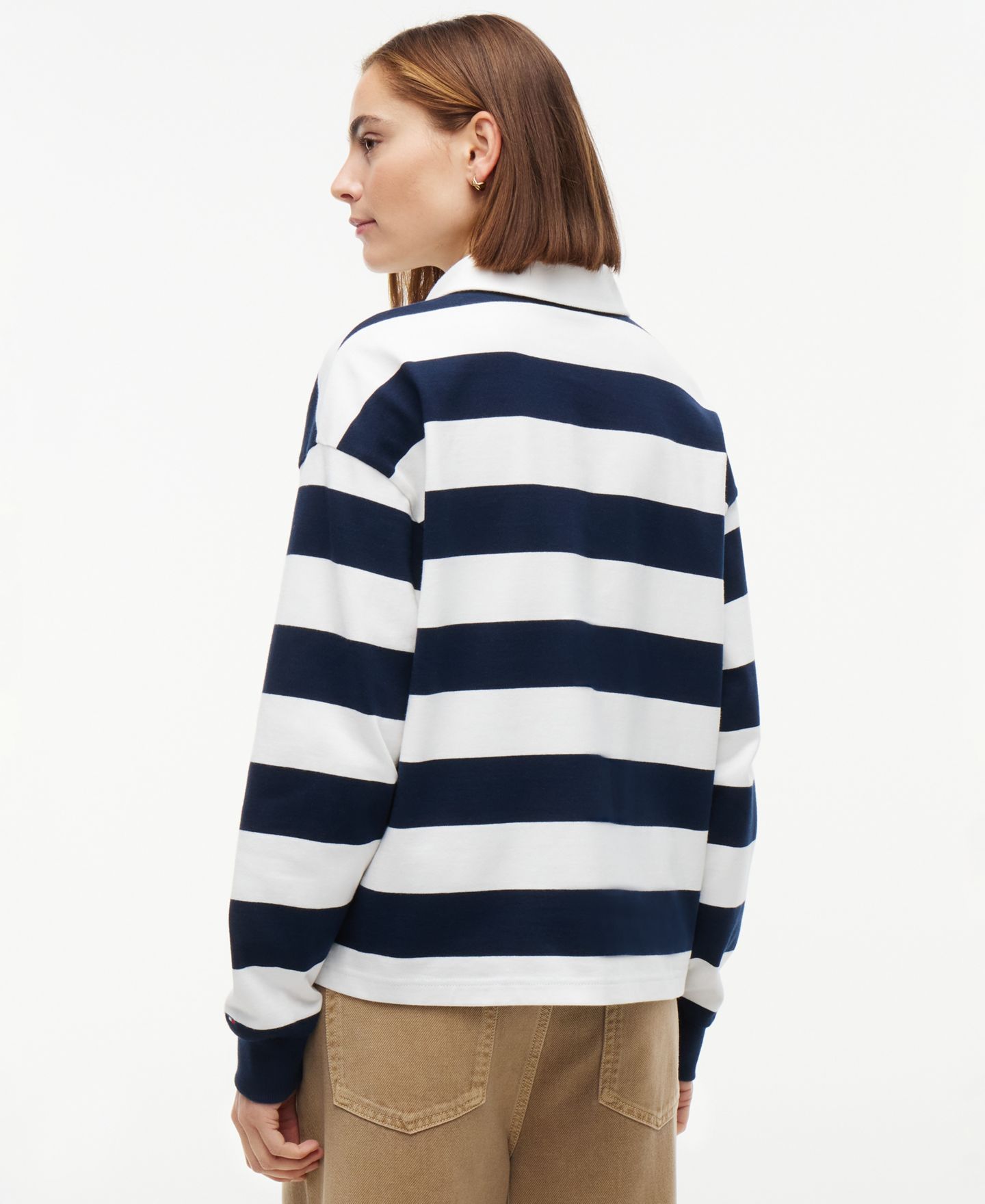 Женская толстовка Tommy Hilfiger Long-Sleeve Rugby Polo Sweatshirt, цвет: Полосатый синий / Экрю — фото 4