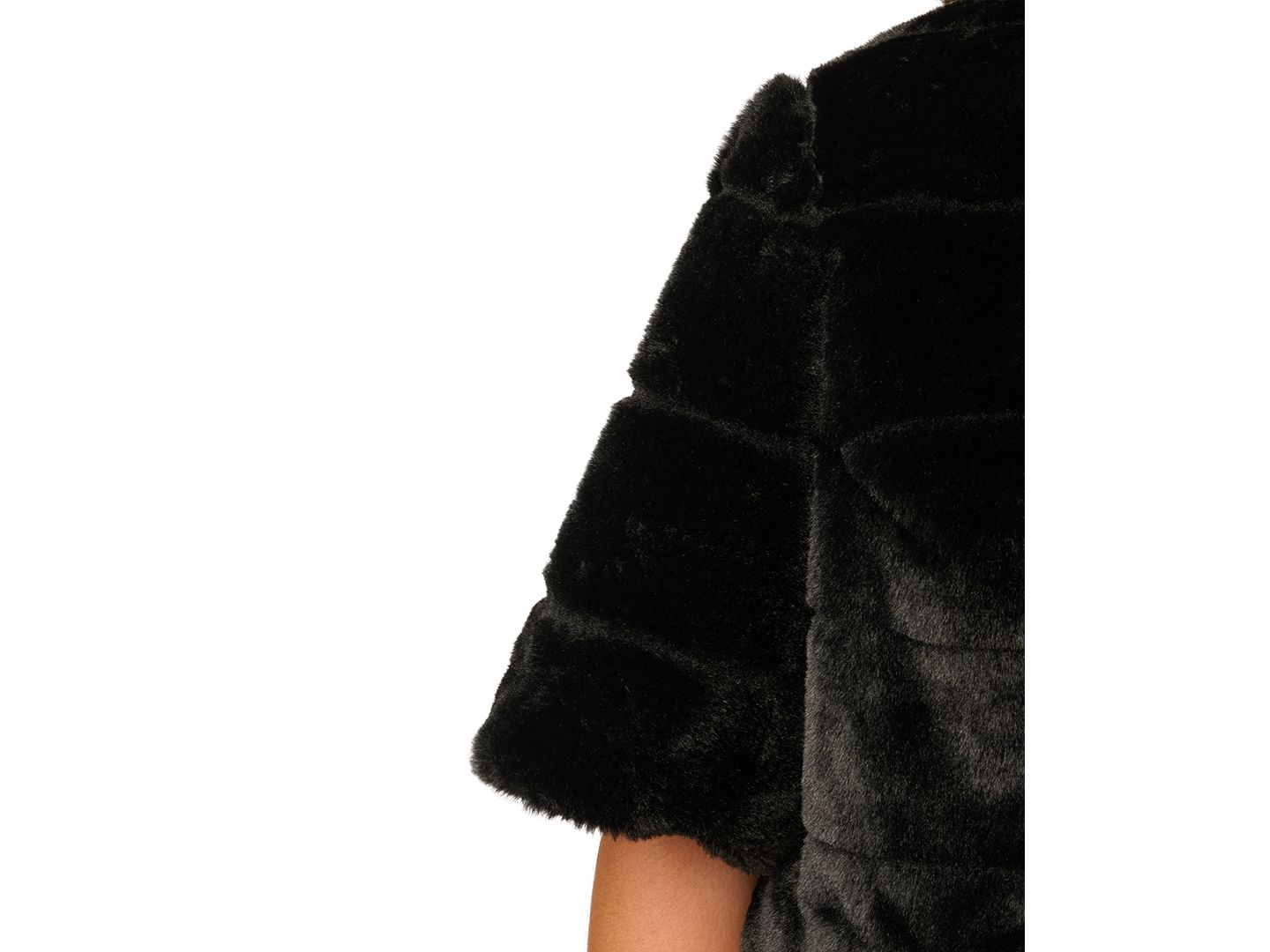 Женская куртка Adrianna Papell Plus Size Faux Fur Cover-up Cropped, цвет: Чёрный — фото 4