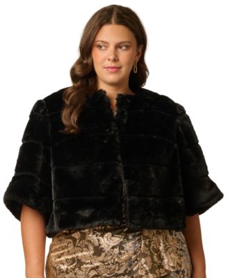 Plus Size Faux Fur Cover-up Cropped Jacket