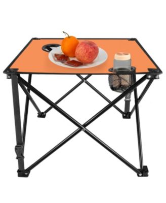 1Piece Foldable Camping Table, Lightweight Travel Desk with 2 Cup Holders and Carrying Bag