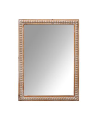 22 x 30 Inch Wood Framed Farmhouse Bathroom Wall Mirror Rectangular with Beading Horizontal Vertical Mount for Vanity