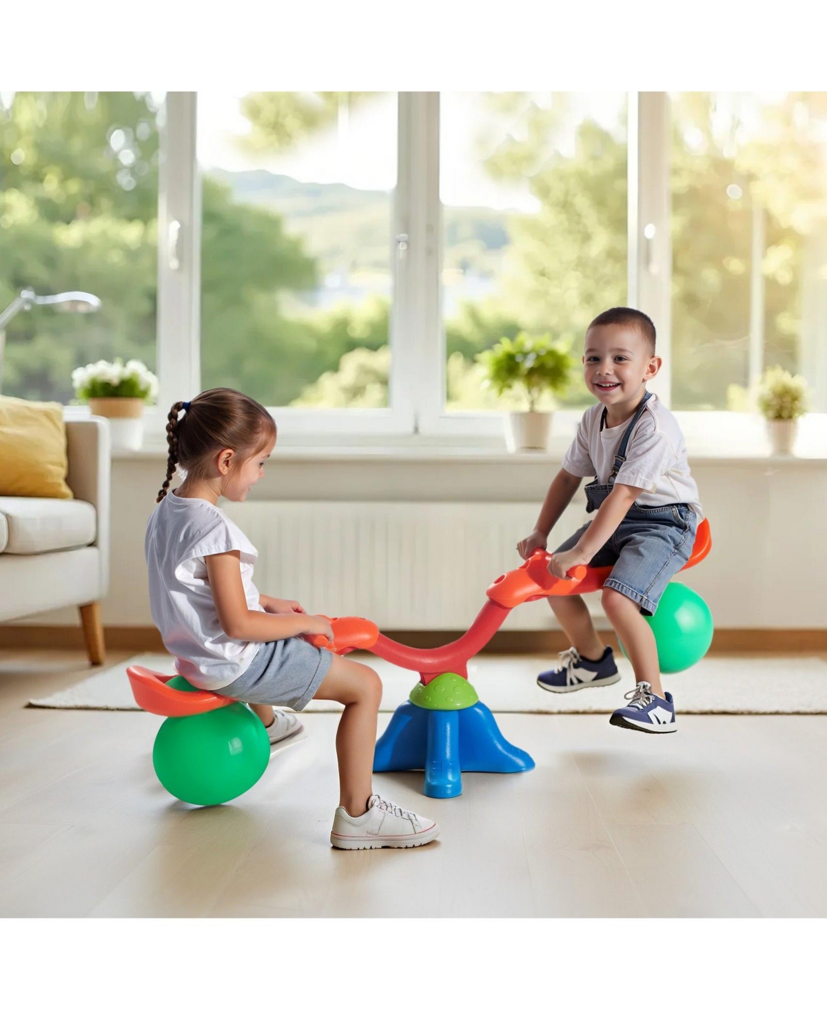 Slickblue Sit and Spin 360-Degree Rotation Seesaw with Anti-Slip Handles, Ages 3+