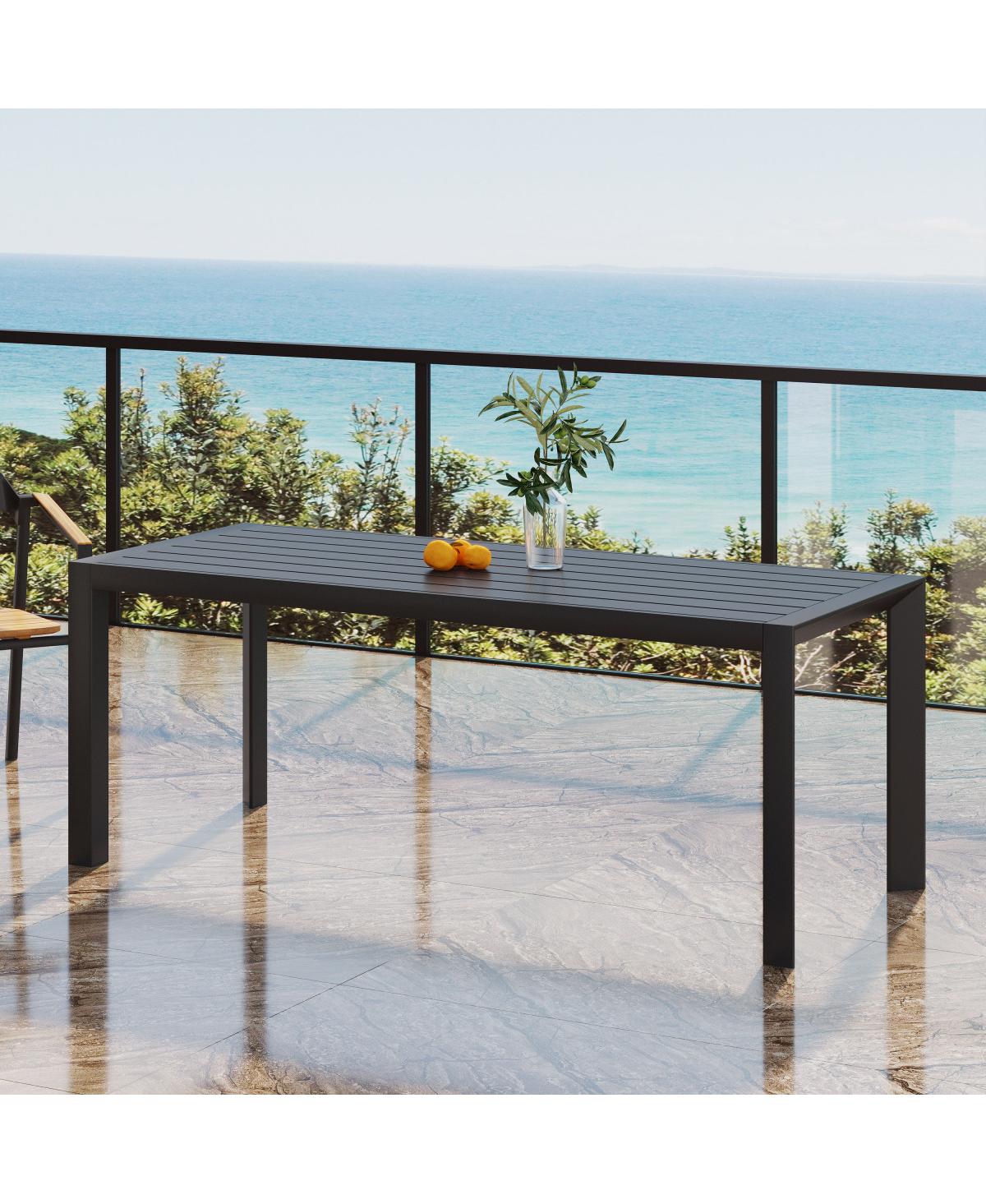 Streamdale Furniture Modern Aluminum Outdoor Slat Panel Dining Table