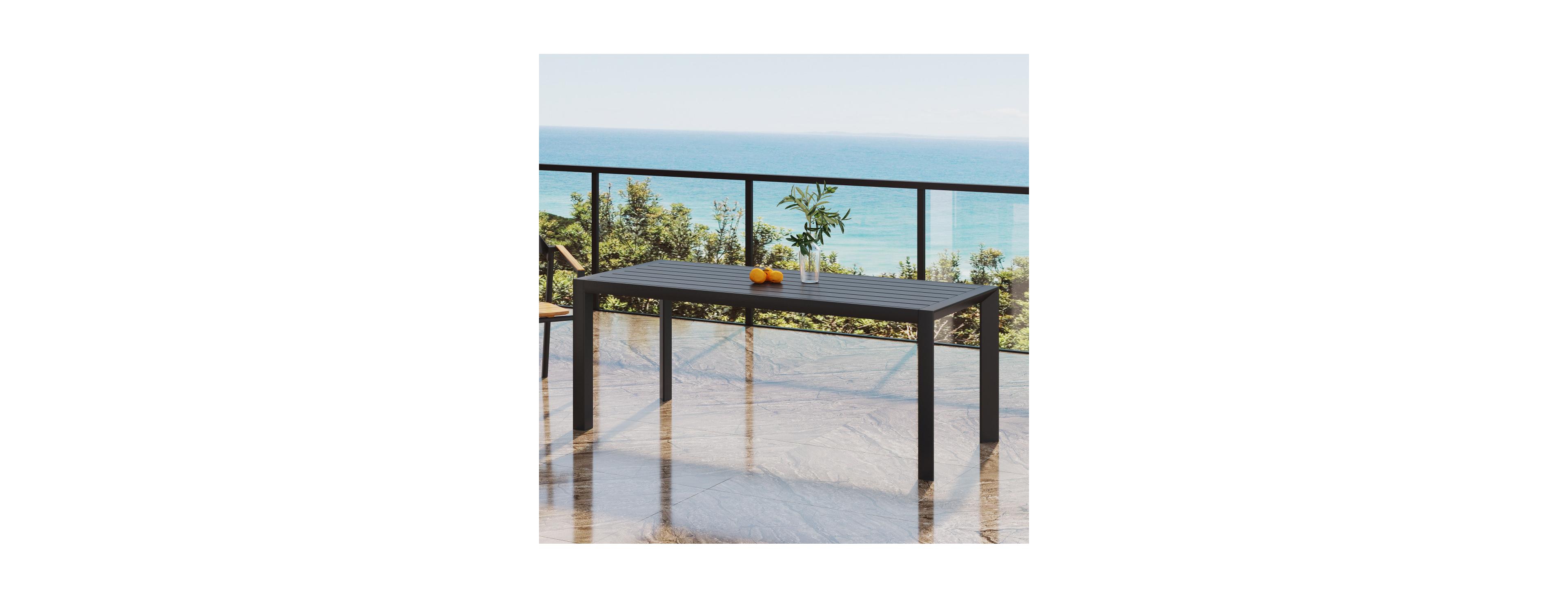 Streamdale Furniture Modern Aluminum Outdoor Slat Panel Dining Table