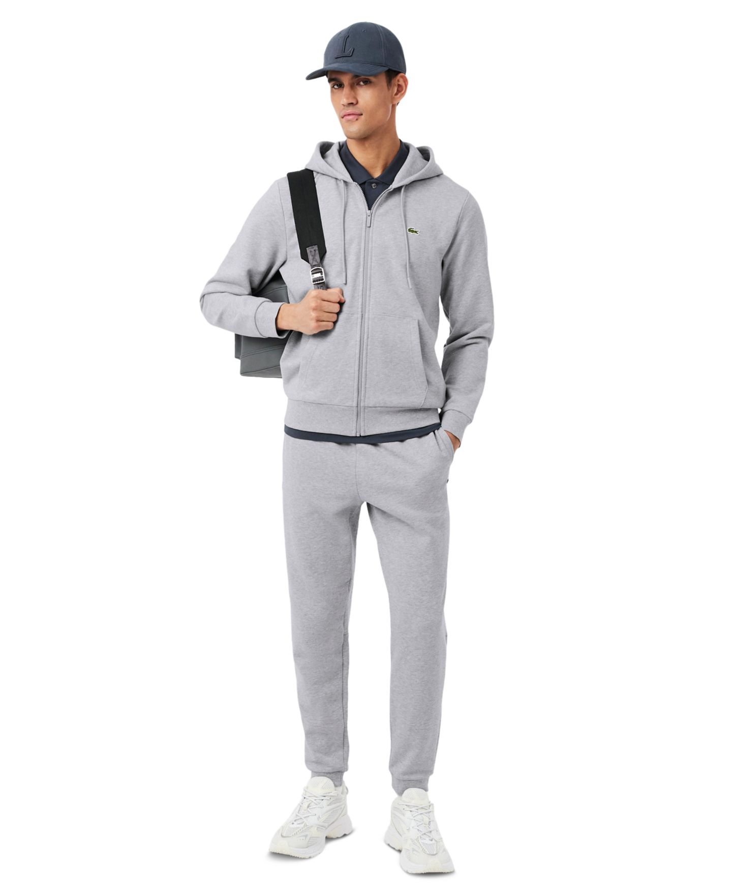 Мужское худи Lacoste Zip-Up Long-Sleeve, цвет: Серебряный — фото 2
