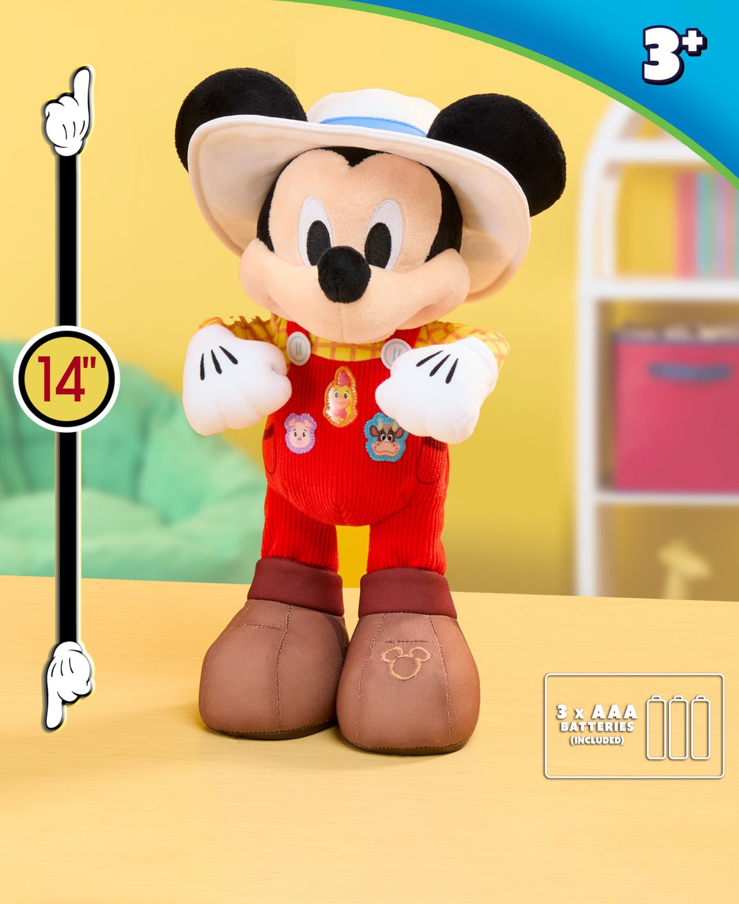 Детская мягкая игрушка Mickey Mouse Hoedown Throwdown 14" Light-Up Feature Plush, Ages 3+ — фото 3