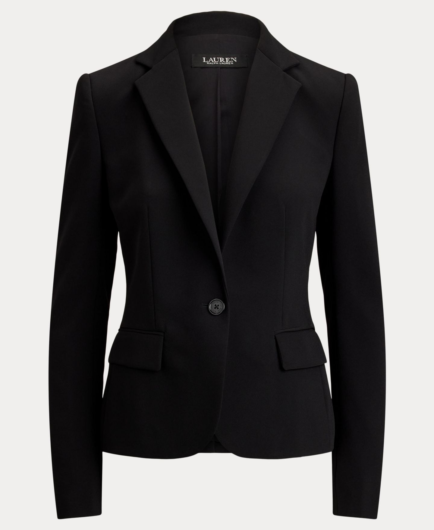 Женский пиджак Lauren Ralph Lauren City Crepe Slim-Fit Single-Button Stretch Blazer, цвет: Чёрный — фото 7