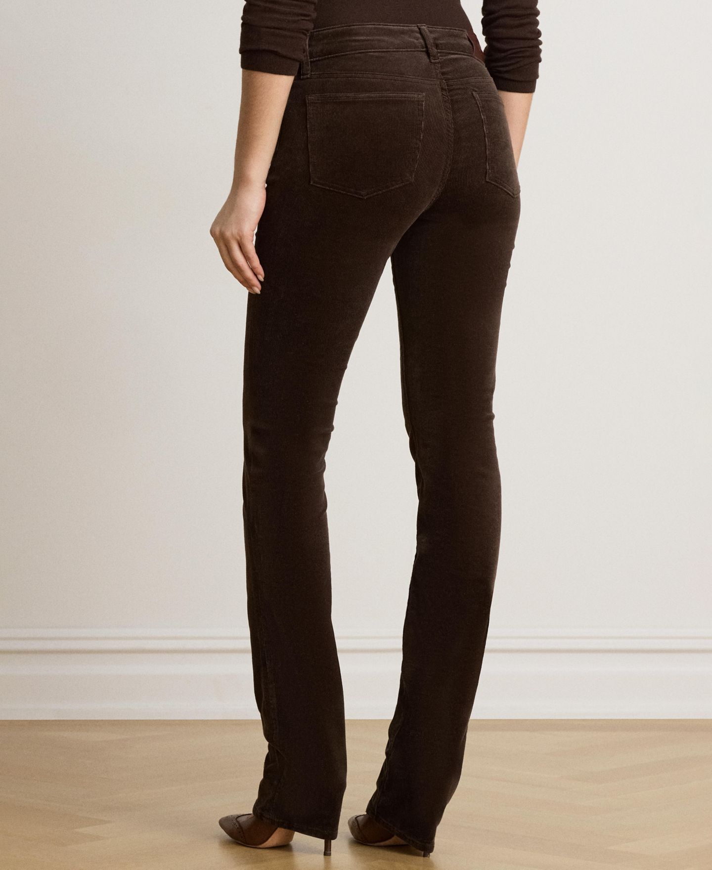 Женские брюки Lauren Ralph Lauren Mid-Rise Slim-Straight Corduroy, цвет: Коричневый — фото 5