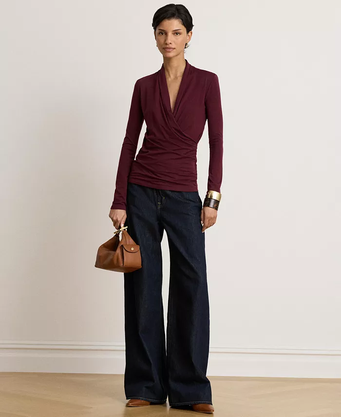 Women's Long-Sleeve Surplice Blouse - thumbnail 4