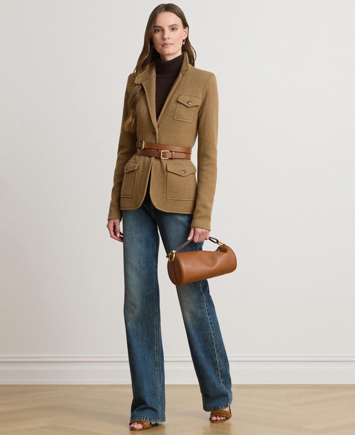 Lauren Ralph Women's Herringbone Sweater Blazer