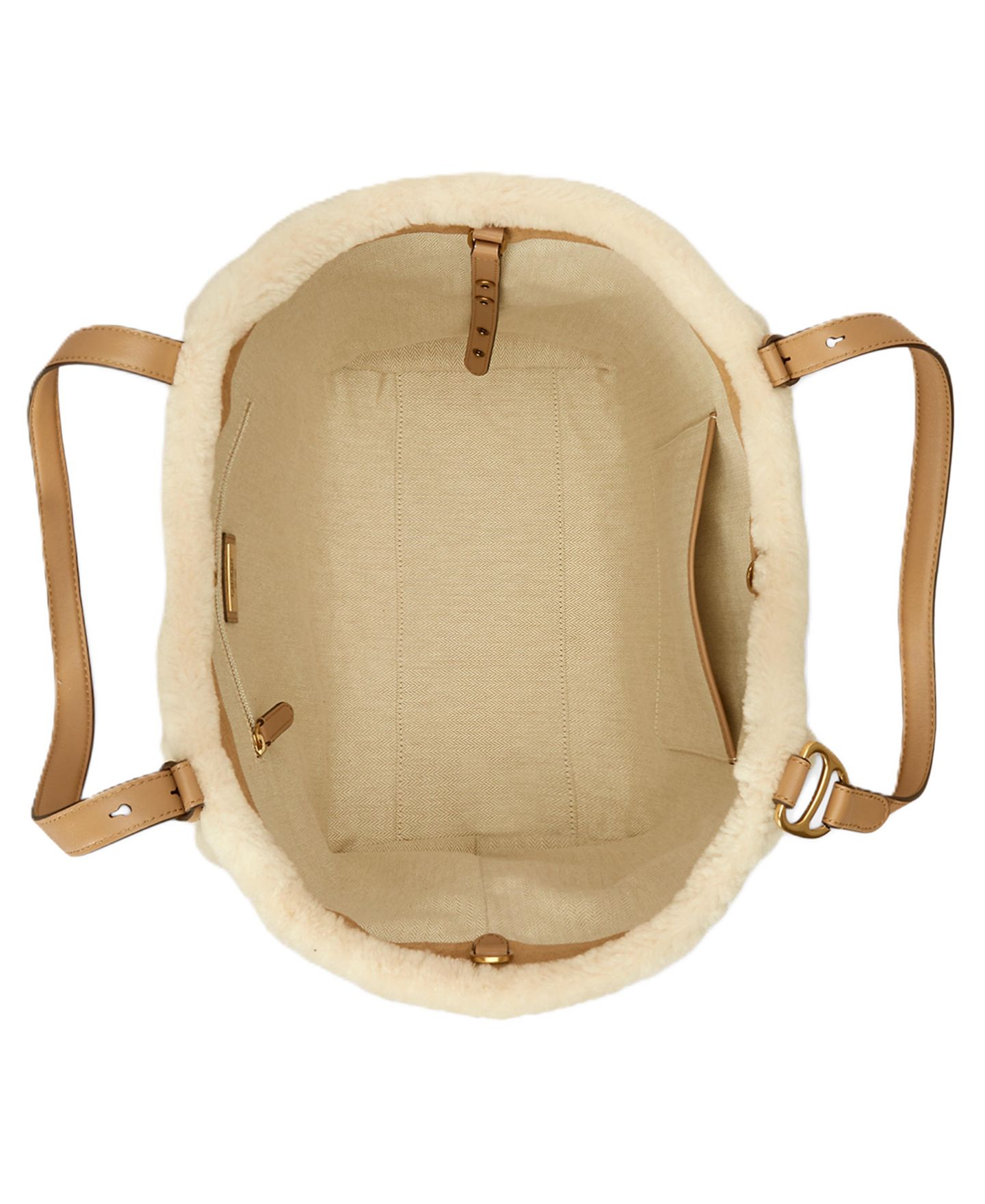 Женская сумка Lauren Ralph Lauren Tasha Extra-Large Sherpa-Trim Suede, цвет: Верблюжий / Натуральный — фото 6