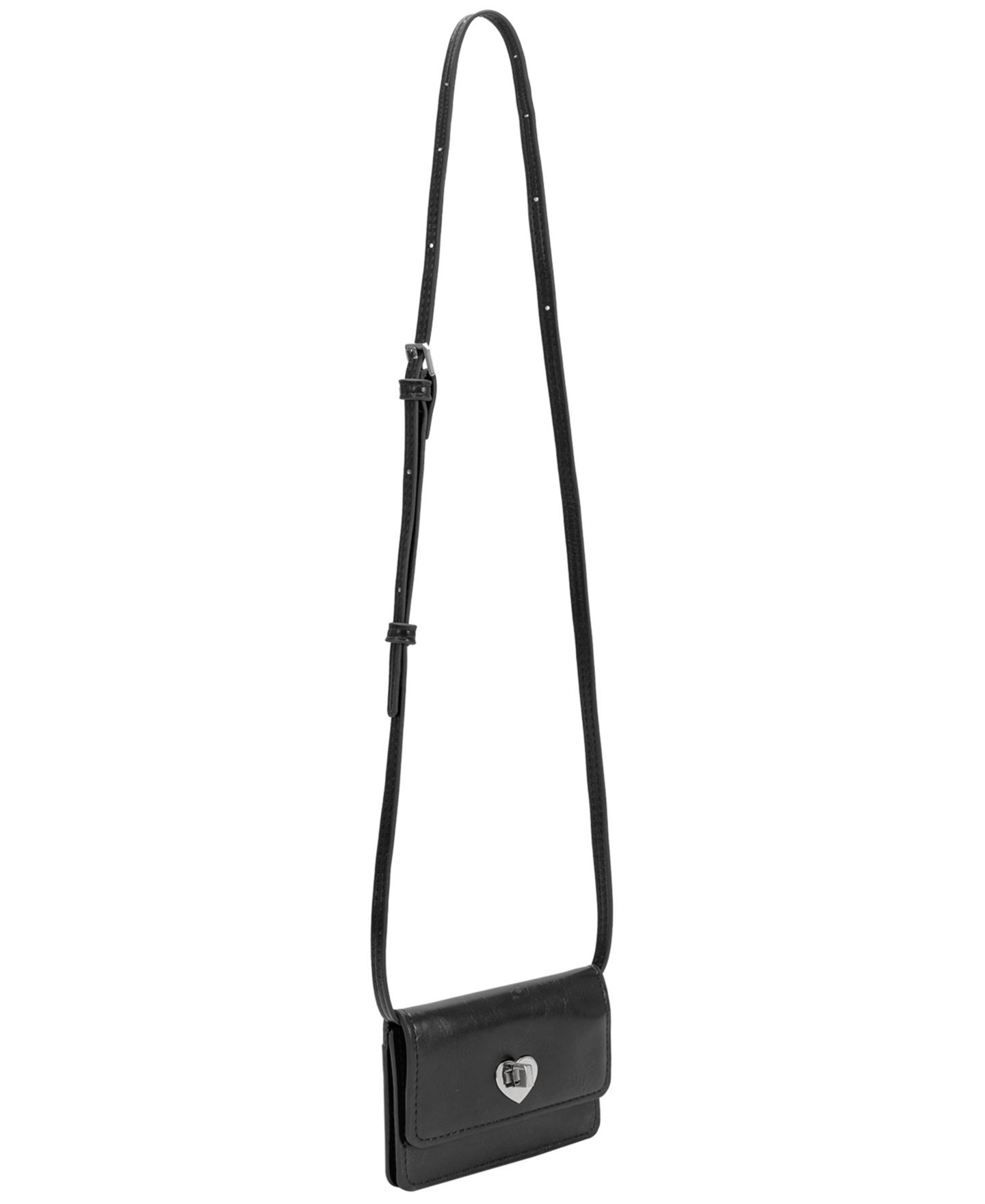 Женская сумка Melie Bianco Mini Heart Leather Card Holder Sling, цвет: Чёрный — фото 3