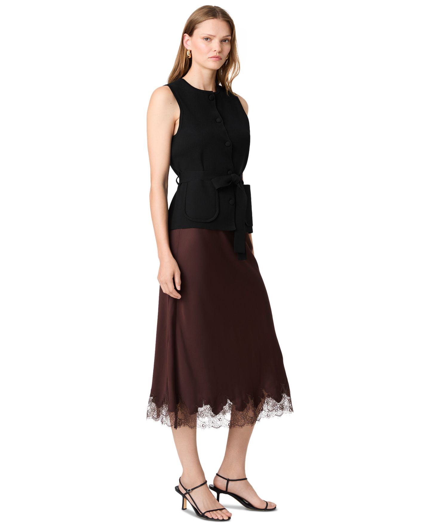 Женский топ French Connection Maxime Sleeveless Wrap, цвет: Чёрный — фото 5
