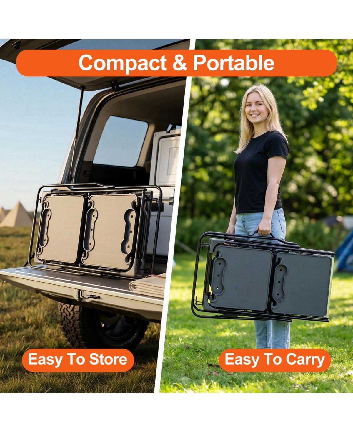 Mountaintop Folding Camping Kitchen Table, Portable Cooking Station with Heat Resistant Top