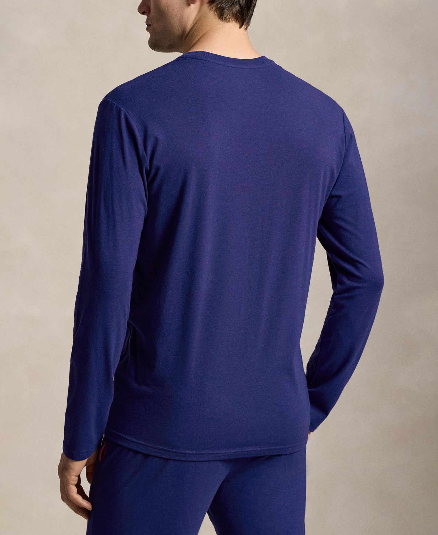 Мужская футболка Polo Ralph Lauren Long-Sleeve Crewneck Cotton-Modal Blend, цвет: Синий / Красный — фото 3