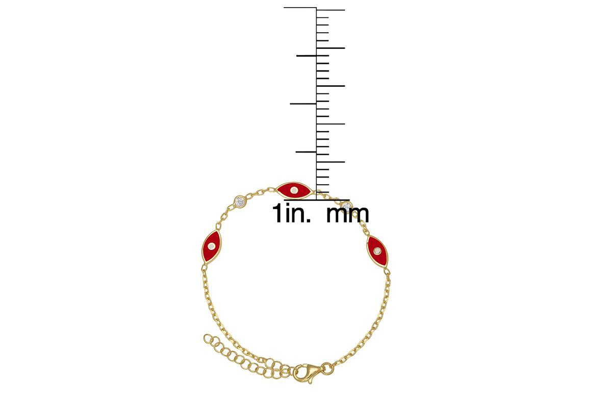 Lily Nily Girls Enamel Evil Eye and Cubic Zirconia Bezel Station Chain Link Bracelet in 14K