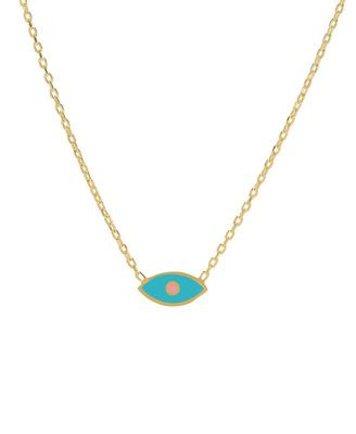 Girls Enamel Evil Eye Necklace in 14K