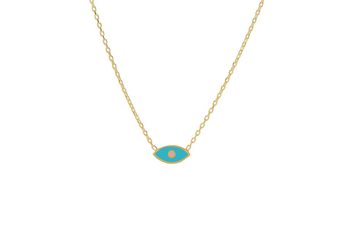Lily Nily Girls Enamel Evil Eye Necklace in 14K - Blue