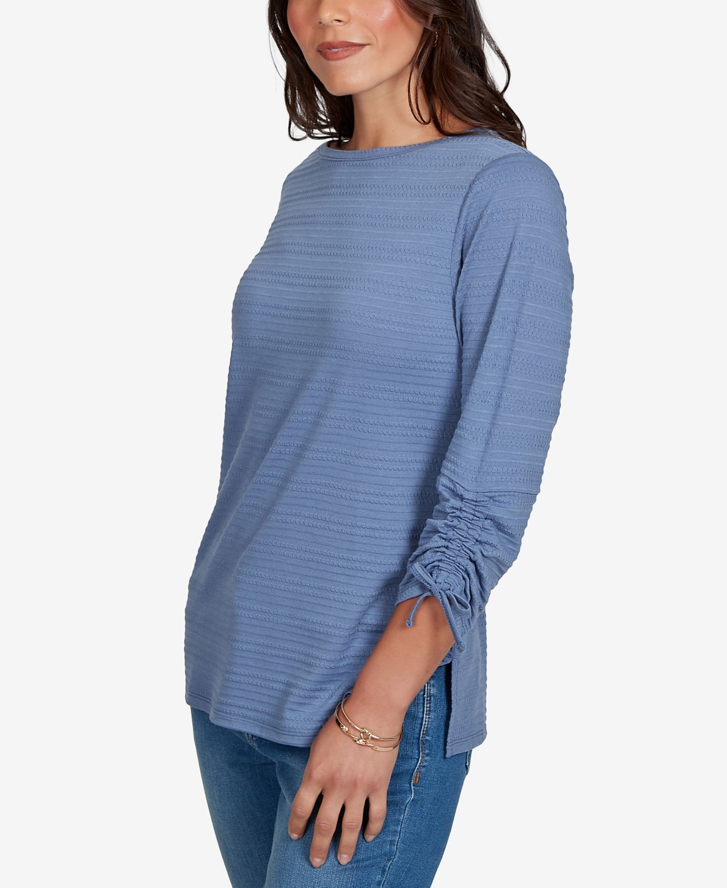 Женский топ Ruby Rd. Petite Ottoman 3/4-Sleeve Boat Neck, цвет: Синий — фото 2
