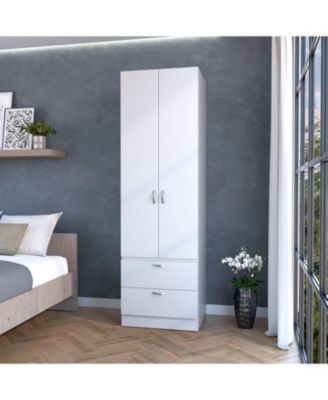 Tall Mayer Wardrobe in Melamine with Two Doors and Two Drawers